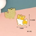 Detailed macro view of enamel Corgi dog charm with dimensions 19.5mm and weight 1.8g - Cartoon Dog (2) / Yellow