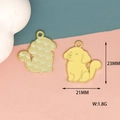 Detailed view of yellow enamel dog charm showing front, back texture, and dimensions - Dog (3) / Light Yellow