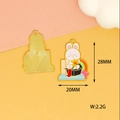 Cartoon rabbit enamel pendant charm for DIY jewelry making, 28x20mm alloy detail view - Academic Cap Rabbit