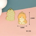 Detailed view of an orange enamel dog charm for DIY jewelry making with 22mm x 16mm dimensions - Cat(5)