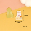 Macro view of white rabbit alloy charm showing 28mm by 19mm size and 2.1g weight detail - Perfect Score Rabbit