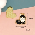 Detailed macro view of black and white enamel cat charm showing dimensions 20x17.5mm and weight - Fox(6)