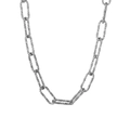 Collana a maglie paperclip d'argento con trama diamantata in acciaio al titanio - Qyh6186 Collana Con Catena A Croce Testurizzata In Acciaio