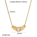 Detailansicht der 18K vergoldeten Edelstahlkette mit Zirkonia und Größenangaben. - Stromlinienförmiger Einzelstein-Stil (TN3694)