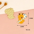 Detailed view of Christmas reindeer enamel charm for DIY jewelry with size markers - Cane Reindeer