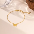 Élégante chaîne de cheville papillon en or 18 carats en acier inoxydable perlé - Bracelet de Cheville Papillon Vintage (Or)