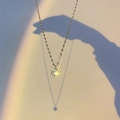 Collar con colgante de diamante brillante en cobre chapado en oro de 18k para mujer - Estilo de Piedra Única Brillante (8190) - Color Acero