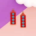 Detailed macro view of Chinese style red and gold blessing charms for DIY jewelry crafts - Good Fortune-Double Sided