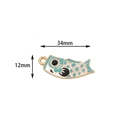 Ciondolo carpa koi stile giapponese blu e bianco, dimensioni 34mm x 12mm per gioielli. - Carpa Koi Ciano