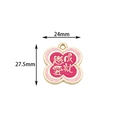 Ciondolo in smalto rosa per gioielli fai da te con preghiera d'amore e 24mm - Omamori Successo in Amore