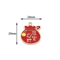 Ciondolo smaltato borsa portafortuna rossa per accessori gioielli fai da te 24mm x 29mm - Ricchezza e Tesoro
