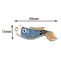 Ciondolo carpa koi in stile giapponese in lega blu con misure 49 mm x 15 mm - Pesce Koi Grande