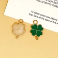Green enamel shamrock clover alloy pendants for St. Patrick's Day DIY jewelry - Dark Green Clover (C)