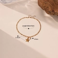 Ocean style starfish and pearl necklace in gold titanium steel with dimensions marked - Gold