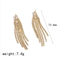 Detailed dimension and weight view of sparkling rhinestone tassel earrings for women - Stepped Tassel Style (TE60715) / Gold