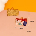 Macro detail showing 24x17mm dimensions of vacation style enamel airplane travel pendant - Pink Boarding Pass / 10 Pieces Pack