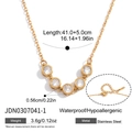 Goldene Edelstahlkette mit fünf runden klaren Kristallen und Verlängerungskette - Stil mit Fünf Runden Strasssteinen (JDN0307041-1)