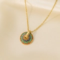 Golden titanium steel necklace with colorful floral enamel pendant on silk fabric - Painted Daisy Necklace (QYH1176)