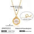 Collana in acciaio inossidabile dorato con ciondolo tondo in zircone per donna - Stile pendente in zircone rotondo oro (JDN0312211)