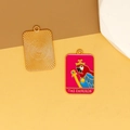 Detailed macro view showing the alloy enamel parrot pendant with Tarot The Emperor design - L / Red Parrot (The Emperor)