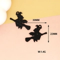 Black alloy witch on broomstick charm for Halloween DIY jewelry making accessories - Witch Pendant / 30x22mm / Witch Style