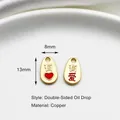 Vergoldeter DIY Herzanhänger aus Legierung mit Emaille, doppelseitiges 13x8mm Schmuckstück - Geliebt Anhänger / 1 Stück