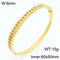 Brazalete de acero dorado con circonitas, 6 mm de ancho, 15 g de peso, diseño moderno. - Estilo Geométrico en Relieve (KB210975-KSZ) / Dorado