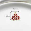 Chinesischer Münzanhänger aus Goldlegierung mit roter Emaille, 14,5 mm für DIY-Schmuck - Münzanhänger / 1 Stück