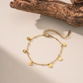 Bracelet de cheville élégant en acier titane doré avec sequins ronds et chaîne réglable - Style à Six Disques Ronds / Doré