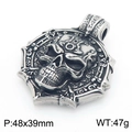 Pendaglio teschio pirata da uomo in acciaio inossidabile antico peso 47g - Ciondolo Solo (Senza Catena)-Fantasma Teschio Tondo (KP117695-LU) / 48x39mm