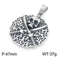 Pendaglio pirata vintage in acciaio al titanio con teschio e spade incrociate uomo - Ciondolo Solo (Senza Catena)-Spada Teschio Pirata (KP117707-LU) / 47mm