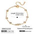 Minimalist stainless steel bracelet with zircon charms for women, gold finished - Round Zirconia Thin Chain Style (JDB0212236)