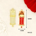 Detail showing measurements of a Chinese zodiac horse charm with a red scroll - Rich Soon Horse (X-086) / Red