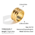 Detailed view of 18K gold plated stainless steel wide ring with three cubic zirconia stones - US 6 / Gold Triple-Layer Zircon Style (YYR023105)