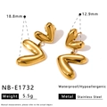 Misure dettagliate degli orecchini a cuore in acciaio inossidabile placcati oro. - Stile Doppio Cuore (NB-E1732)