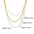 Dreilagige goldene Halskette mit Schlangen- und Kordelketten aus Edelstahl für Damen - Goldene dreilagige gestapelte Halskette (QYH656)