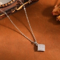 Elegante zilveren roestvrijstalen ketting met vierkante pavé strass hanger voor dames - Necklace Only (Square Rhinestone) / Zilver