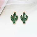 Handmade green enamel cactus charms with gold borders for creative DIY jewelry making - 3# Cactus