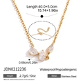 Detailed view of teardrop zircon necklace with stainless steel specs and measurements. - Three Waterdrop Zirconia Clavicle Necklace (JDN0212236)