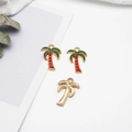 Tropical alloy palm tree pendants for DIY jewelry making with green enamel finish - Coconut Tree Style 1