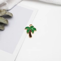 Green tropical enamel coconut tree alloy charm pendant for DIY jewelry necklace - Coconut Tree Style 2