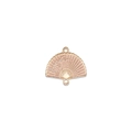 Elegant peach pink enamel fan-shaped charm with double loops for DIY jewelry necklace - Pink Large Folding Fan Style (cz018123) / Double Pendant Design / Pink