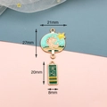 Lot de breloques en émail bleu et vert pour bijoux DIY 8x20mm et 21x27mm - Partie Supérieure en Éventail / Dinosaure Heureux (2#)