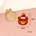 Detailed macro view of red enamel Christmas bear charm showing dimensions and weight specifications - 10 Pieces Pack / Christmas Bear