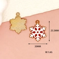 Detailed macro view of red and white enamel snowflake charms showing exact size and weight - 10 Pieces Pack / Red Snowflake
