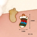 Detailed dimension view of colorful enamel Christmas stocking charm for DIY jewelry making - 10 Pieces Pack / Red and White Enamel Christmas Sock