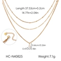 Triple-layered gold plated steel necklace with pear-shaped cubic zirconia pendant details. - 3-Layer Waterdrop Rhinestone Style (HC-N40825)