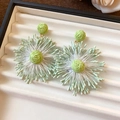 Macro view showing the intricate texture of light green and white flower cluster stud earrings - 19# Steel Needle - Light Green