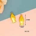 Detailed size guide for small gold fish-shaped DIY jewelry pendants, 21x9mm, 2.3g weight. - Fish Style