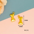 Macro detail of two cute gold bone-shaped charms showing 19mm by 10mm dimensions - Bone Style
